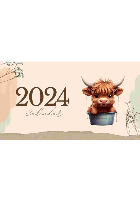 2024 Cute Highland cow a4