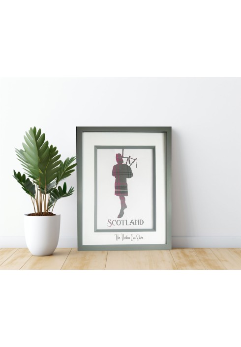 Scottish piper silhouette With Real Tartan Fabric